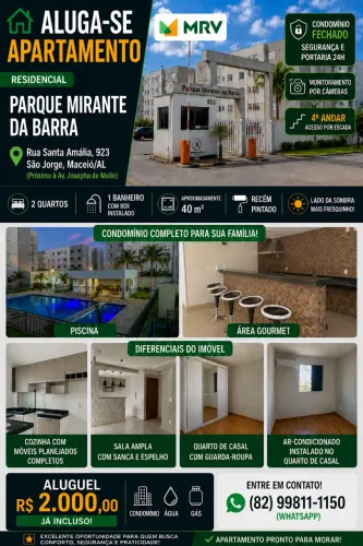 Aluga-se Apartamento no Parque Mirante da Barra - São Jorge