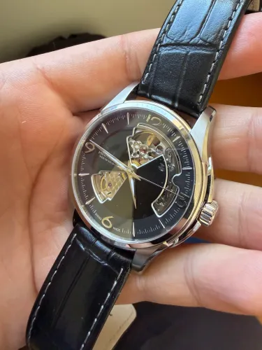 Relogio Hamilton Jazzmaster Open Heart Automático Preto