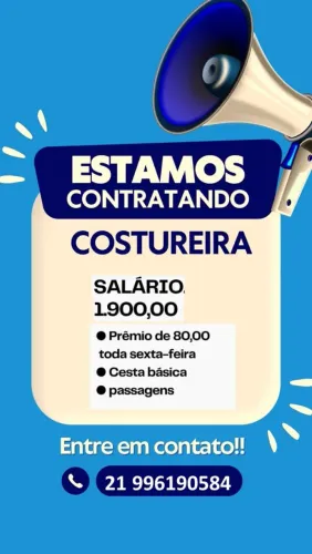 SN contrata 8 costureiras /6 Revisoras