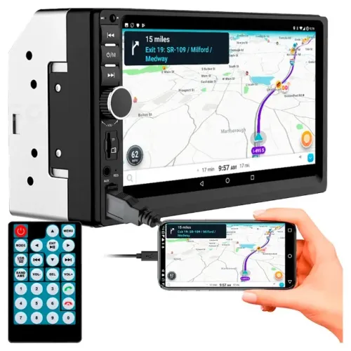 Central Multimídia 7 Polegadas 2 Din Bluetooth Espelhamento USB Com Botão