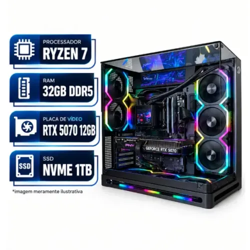PC Gamer-Ryzen 7 9800X3D, RTX 5070 12GB, X870 ASUS, 32GB RAM DDR5, SSD 1TB, 850W 80 Plus,