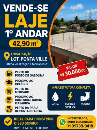 Vende-se laje 1°andar , itaparica