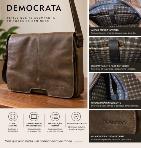 Bolsa Democrata em Couro Legítimo