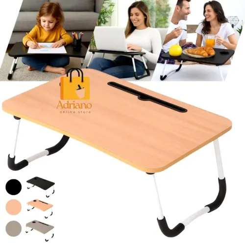 Mesa Portátil Dobrável Com Gaveta Para Notebook Home Office Estudo Refeição Cama mdf