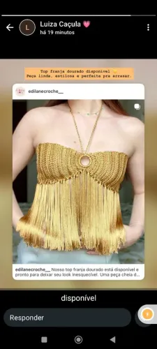 Cropped franja em crochê 