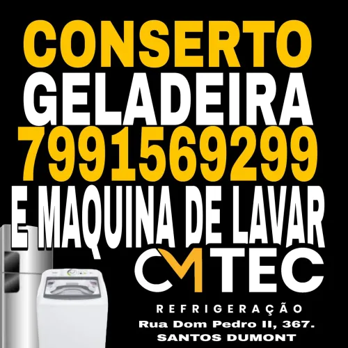 Técnico e Conserto de Geladeira, Máquina de Lavar Roupas, Lava e Seca e Microondas.