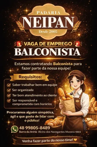 Vaga para balconista