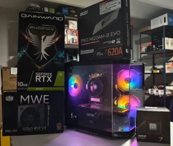 Pc gamer Ryzen 7 8700F, 16GB ram DDR5, RTX 3080 10GB, M2 nvme 512GB, parcelo no cartão