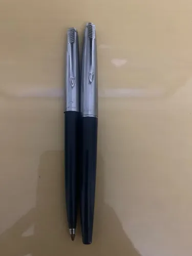 Conjunto Canetas Parker 45 Vintage (Tinteiro + Esferográfica) - Ind. Brasileira