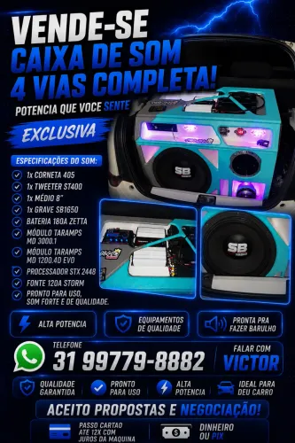 Som automotivo 4 vias caixa de som COMPLETA