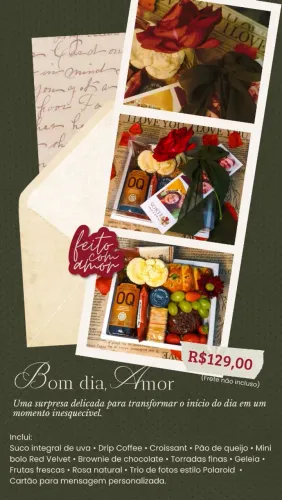 Cesta de Café da Manhã e Presentes Românticos para Dia dos Namorados | Kit Romântico