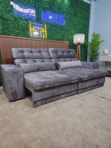 Sofa retrátil e reclinável 2,50 m com entrega no mesmo dia