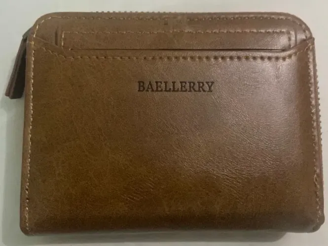 baellerry carteira de couro de marca de luxo com zíper bolso de moeda