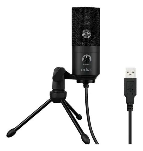 Microfone Condensador Fifine, Cardióide, USB, Preto