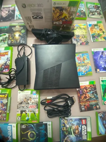 Xbox 360 Slim + Kinect + 17 Jogos Originais