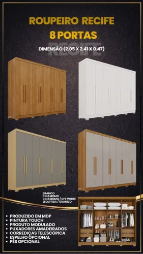 Guarda Roupa Casal 8 portas 2,41CM de Largura Recife Novo Direto da Fabrica 