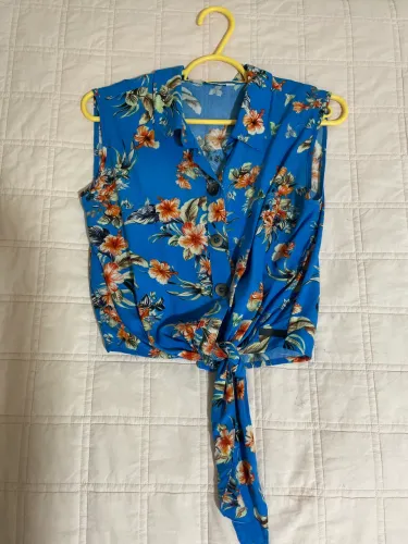 Cropped azul florido | Marca Aeropostale | Novo | Tamanho PP |
