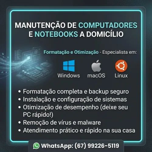 Formatação e Manutenção de Notebook e PC a Domicílio