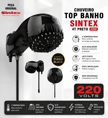 Chuveiro Elétrico Preto Novinho 
