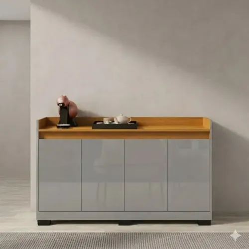 Buffet Real com 4 portas - Na Cor Cinza/Mel! Novo