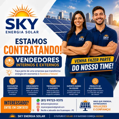 Vaga para Vendedor(a) - SKY Energia Solar PE PB AL
