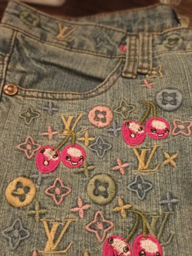 Calça Jeans Louis Vuitton Murakami Bordada veste 40/42 feminina cos baixo stonada