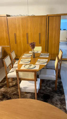Mesa de jantar oval 2,00 metros com 6 cadeiras telinh 