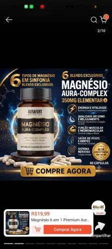 Magnésio 6 em 1 Aura-complex Bisglicinato Malato Taurato - ENTREGA NO MESMO DIA