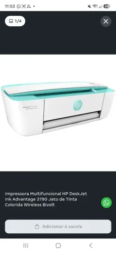 Impressora wireless HP 3790 nunca usada 350,00