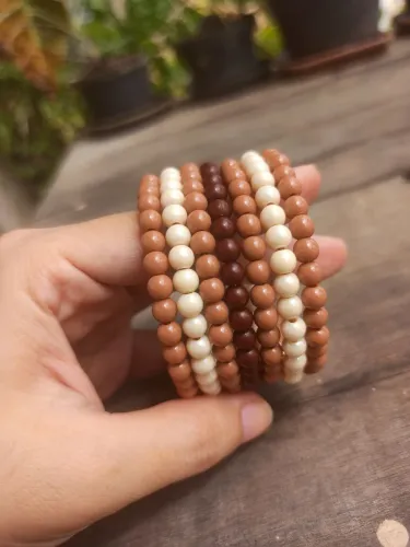 Pulseira de miçanga espiral tona terrosos