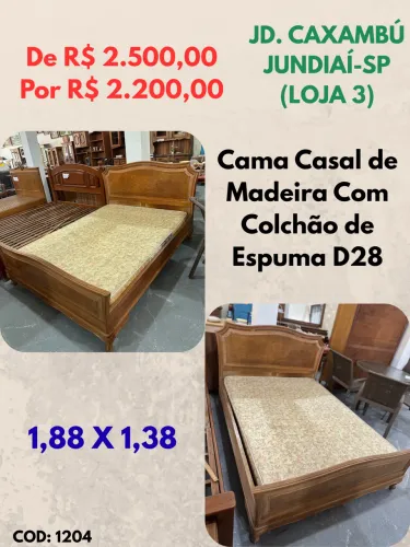 Dia dos Pais - Cama casal de Madeira com Colchão de espuma