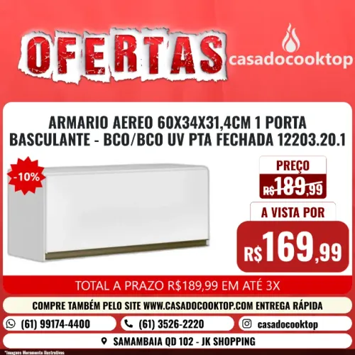 ARMARIO AEREO 60X34X31,4CM 1 PORTA BASCULANTE - BCO/BCO UV PTA FECHADA 12203.20.1
