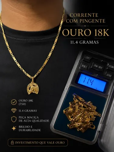 Vendo cordão com pingente masculino 18k, 11.4 gramas