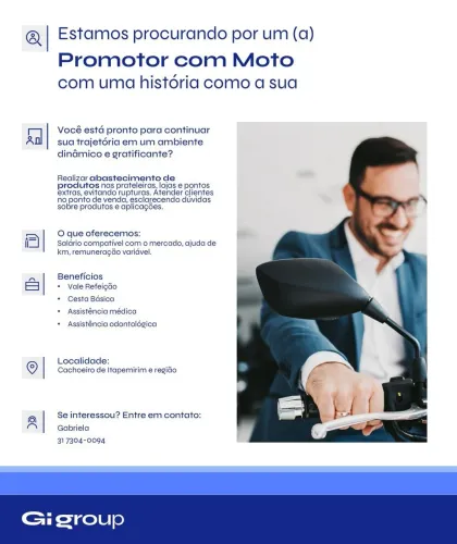 Promotor de vendas com moto- Cachoeiro do Itapemirim