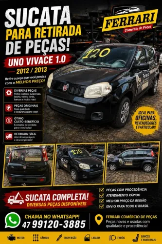 Sucata Fiat Uno Vivace 2012/2013 1.0 para retirada de peças