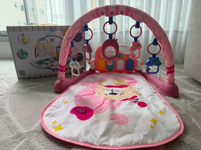 Tapete de Atividades Ginásio com Piano Musical Rosa Maxibaby