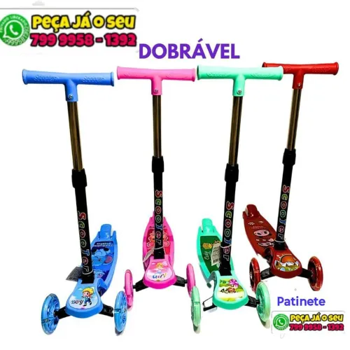 Patinete 3 rodinhas freio na traseira brinquedo