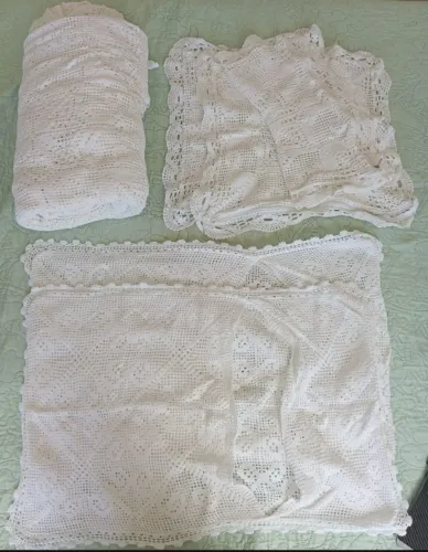 Jogo Cama Casal Crochê feito a mão (6 pçs) : 1 colcha+2 fronhas travesseiros+3 fronhas)
