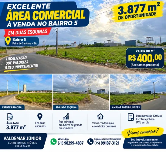 ? OPORTUNIDADE! ÁREA COMERCIAL 3.877m² EM DUAS ESQUINAS