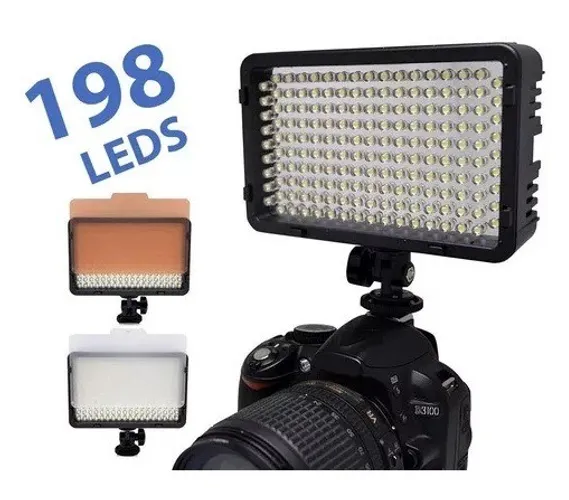 Iluminador C/ 198 Leds Sem Carregador e Bateria ou 180 Leds Com Carregador e Bateria