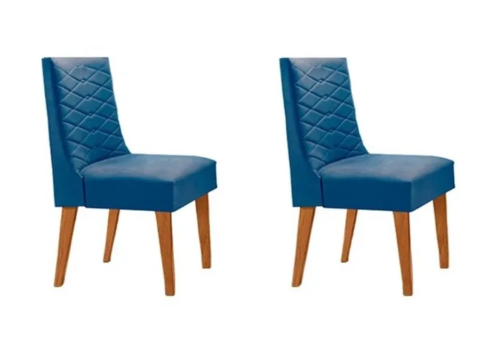 Cadeiras Dafne Imbuia Azul Kit c 2 Unidades Até 12x