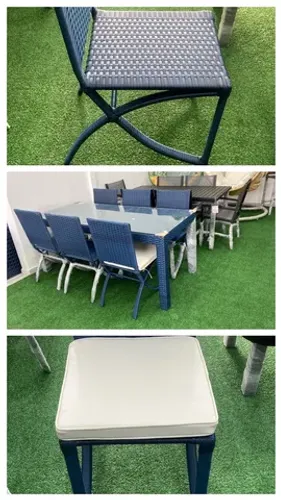 Conjunto casual mesa +6 cadeiras alumínio / fibra estonada