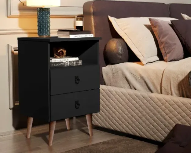 Mesa de Cabeceira MAD Retrô 2 Gavetas! Frete + Montagem Grátis