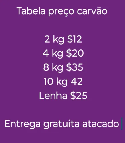 Carvão promoção $12 reais 