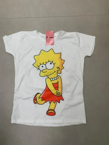 Camiseta estampada Simpsons baby look roupa feminina