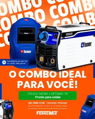 Máquina de Solda Inversora MMA Touch 145 140A Bivolt com Máscara Optiarc 70 BOXER