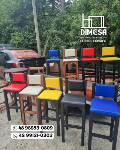 Banquetas e Cadeiras Coloridas Dimensa - Loja de Fábrica