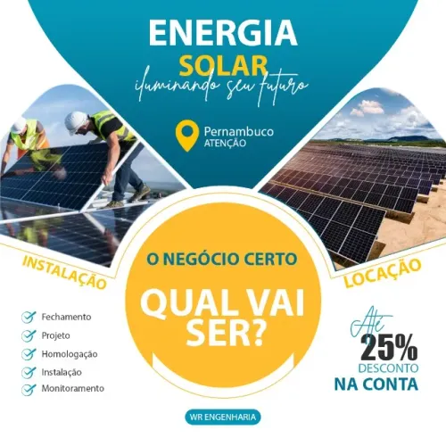 Energia Solar - Desconto de 25% na conta de Energia
