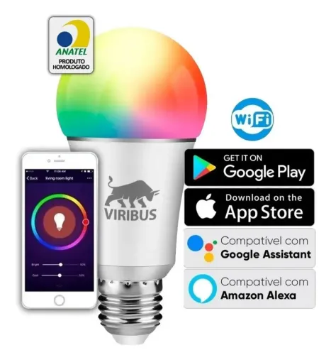 Lâmpada Led Inteligente Rgb Android/iOS Smart Alexa wi-fi 9W bivolt
