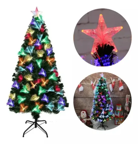 Árvore de natal com leds coloridos fibra óptica - bivolt - 1,20metro - R$320,00